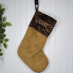 Pottery Barn Kids AUGUST Teddy Bear Faux Fur Sherpa Cozy Christmas Stocking NWOT